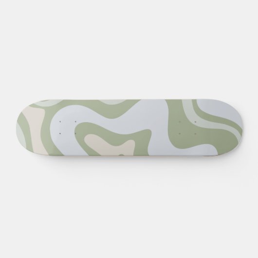 Skateboard Motif Abstrait Retro Liquid Swirl à Sage Green (Horz)