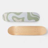Skateboard Motif Abstrait Retro Liquid Swirl à Sage Green (Horz)