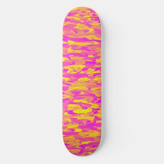 Skateboard Motif Abstrait rose jaune orange (Recto)