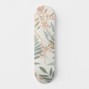 Skateboard Motif aquarelle feuille rose botanique sauge