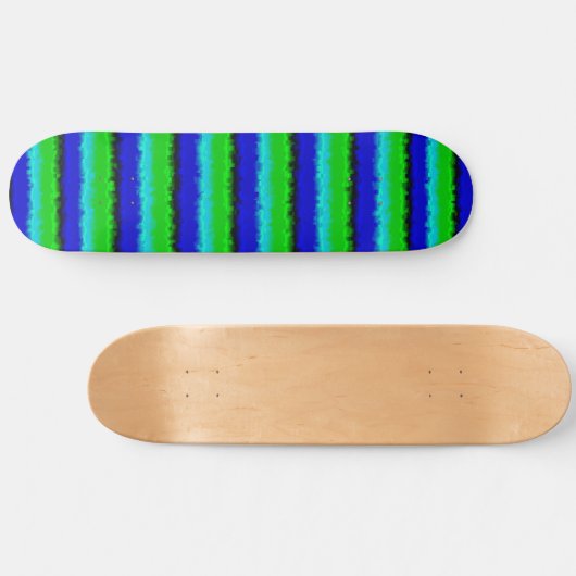 Skateboard Motif arc-en-ciel abstrait bleu vert 3D (Horz)