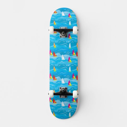 Skateboard Motif au néon de yacht (Recto)