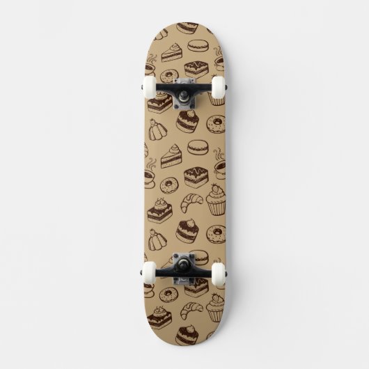 Skateboard Motif avec des gâteaux, des desserts et la (Recto)