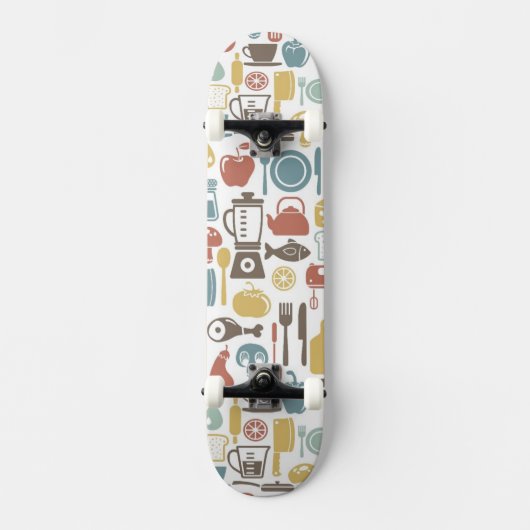 Skateboard Motif avec des icônes de cuisine (Recto)