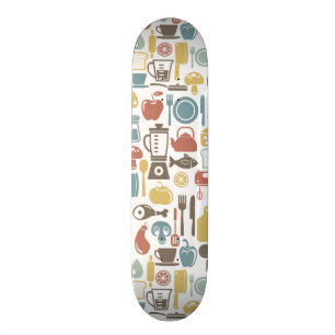 Skateboard Motif avec des icônes de cuisine