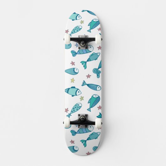 Skateboard Motif avec des poissons et des étoiles de mer (Recto)