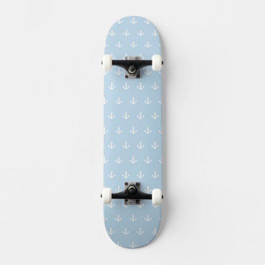 Skateboard Motif avec les ancres blanches sur le bleu (Recto)