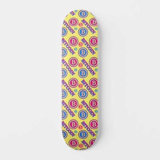 Skateboard Motif Bitcoin coloré (Recto)