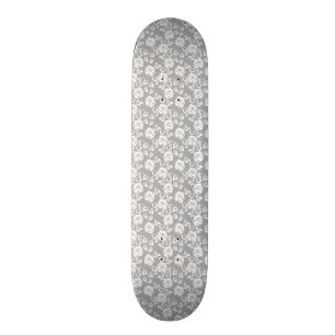 Skateboard Motif blanc de dentelle sur l'arrière - plan gris
