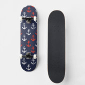 Skateboard Motif blanc et bleu rouge de marine (Recto)