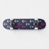 Skateboard Motif blanc et bleu rouge de marine (Horz)