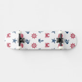 Skateboard Motif blanc et bleu rouge de symbole de mer (Horz)
