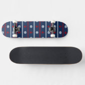 Skateboard Motif blanc et bleu rouge d'océan (Horz)