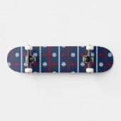 Skateboard Motif blanc et bleu rouge d'océan (Horz)