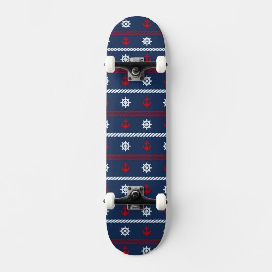 Skateboard Motif blanc et bleu rouge d'océan (Recto)