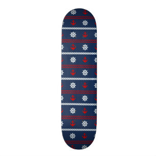 Skateboard Motif blanc et bleu rouge d'océan