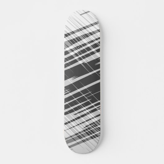 Skateboard Motif blanc noir abstrait moderne de rayures (Devant)
