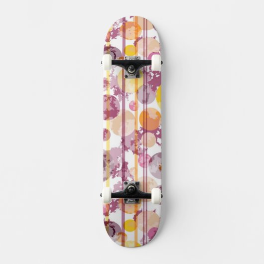 Skateboard Motif blanc rayé tacheté (Recto)