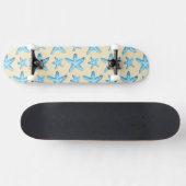 Skateboard Motif bleu d'étoiles de mer d'aquarelle (Horz)