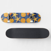 Skateboard Motif bleu et orange de coquillage (Horz)