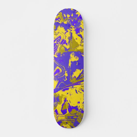 Skateboard Motif bleu jaune Abstrait (Devant)