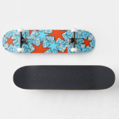 Skateboard Motif Blue et Red Star (Horz)