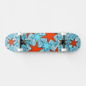 Skateboard Motif Blue et Red Star (Horz)