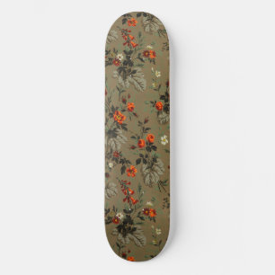 Skateboard Motif botanique vintage de rose orange à fleurs so