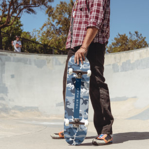 Skateboard Motif camouflage neige hivernale bleue Personnalis