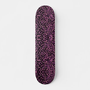 Skateboard Motif Cheetah rose et noir