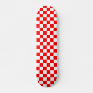 Skateboard Motif chèque À damiers blanc rouge