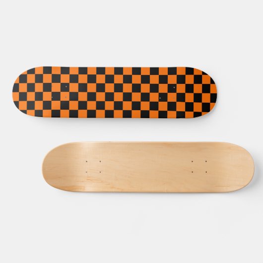 Skateboard Motif chèque À damiers orange noir (Horz)