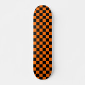 Skateboard Motif chèque À damiers orange noir (Devant)