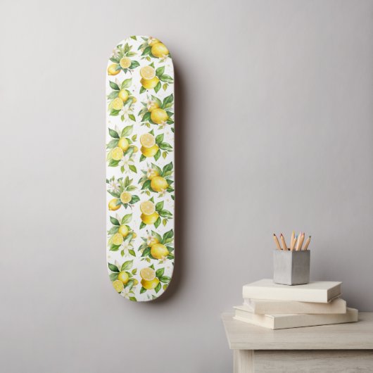 Skateboard Motif citron, Fleurs de citron, Feuilles, Citrus (Art mural)