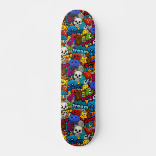 Skateboard Motif coloré de caractères de graffiti