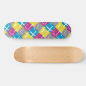 Skateboard Motif cool violet bleu jaune gris (Horz)