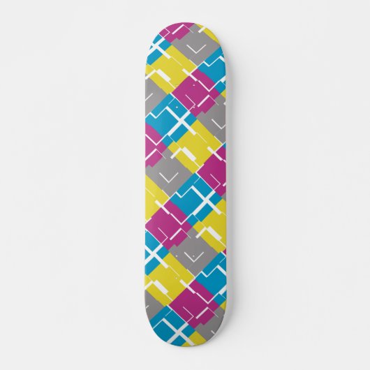 Skateboard Motif cool violet bleu jaune gris (Devant)