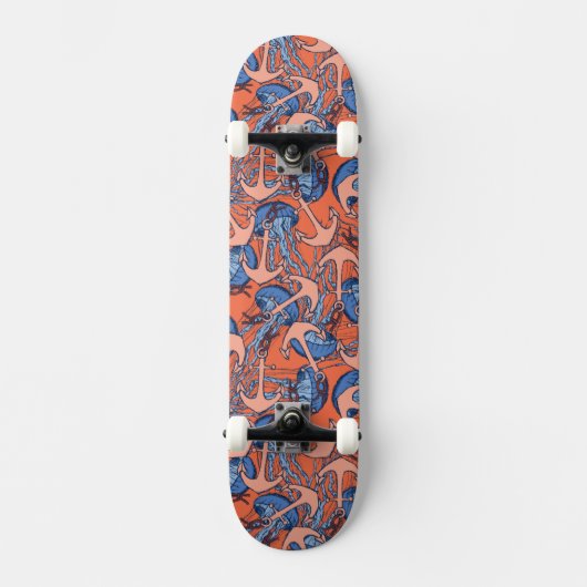 Skateboard Motif d'Ancre et de méduses (Recto)