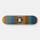 Skateboard Motif d'animaux colorés rétro Monogramme #6 (Horz)