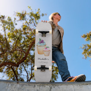 Skateboard Motif D'Aquarelle Coupe Gâteaux Et Fruits