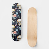 Skateboard Motif d'aquarelle Goth Skull Flowers (Recto)