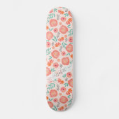 Skateboard Motif d'aquarelle rose corail customisé (Recto)