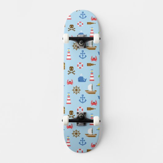 Skateboard Motif d'art de mer de pixel (Recto)