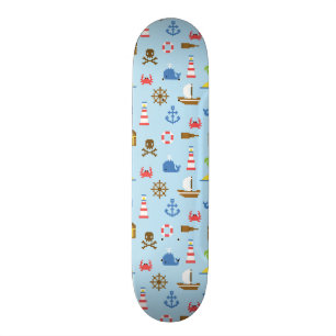 Skateboard Motif d'art de mer de pixel