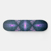 Skateboard Motif d'art fractal 3D turquoise violet rose (Horz)