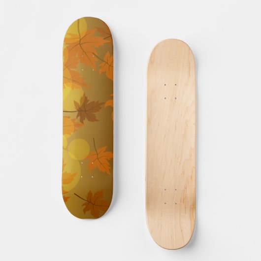 Skateboard Motif d'automne avec feuilles d'érable en chute et (Recto)