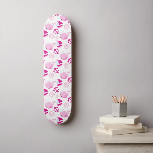 Skateboard Motif De Baleines, Beaux Baleines, Baleines Roses (Art mural)