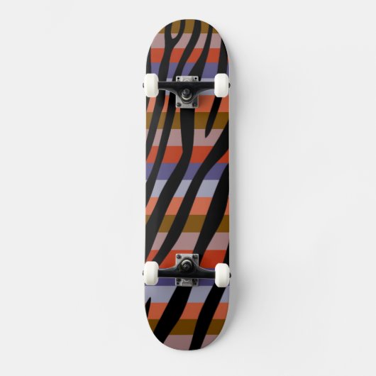 Skateboard Motif de bande de couleur rétro Zebra 6 (Recto)