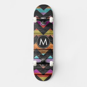 Skateboard Motif de bandes Chevron en bois peint #2