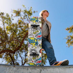 Skateboard Motif de bulle de dialogue d'art pop de bande dess